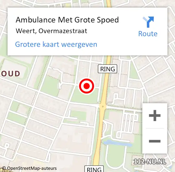 Locatie op kaart van de 112 melding: Ambulance Met Grote Spoed Naar Weert, Overmazestraat op 10 februari 2020 10:10