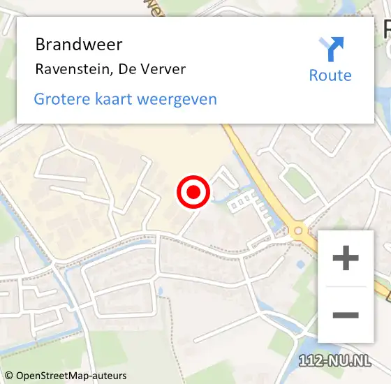 Locatie op kaart van de 112 melding: Brandweer Ravenstein, De Verver op 10 februari 2020 10:14