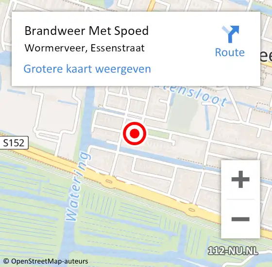 Locatie op kaart van de 112 melding: Brandweer Met Spoed Naar Wormerveer, Essenstraat op 10 februari 2020 10:27