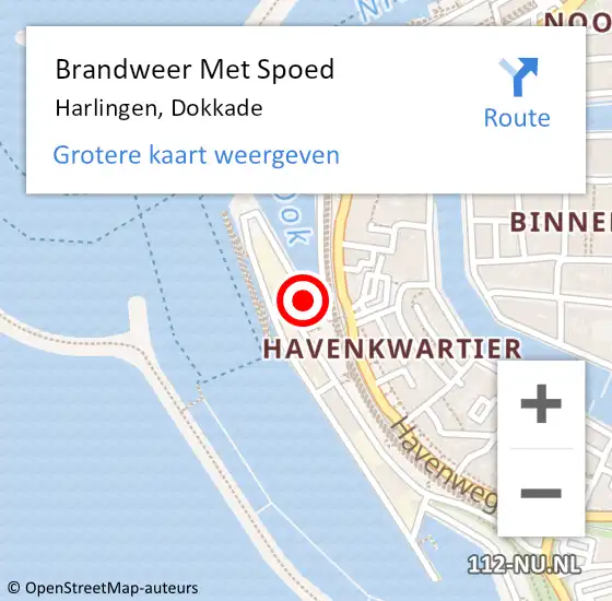 Locatie op kaart van de 112 melding: Brandweer Met Spoed Naar Harlingen, Dokkade op 10 februari 2020 10:32