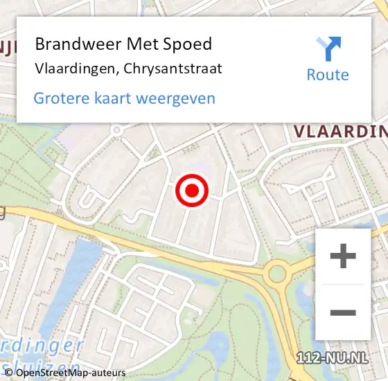 Locatie op kaart van de 112 melding: Brandweer Met Spoed Naar Vlaardingen, Chrysantstraat op 10 februari 2020 10:40