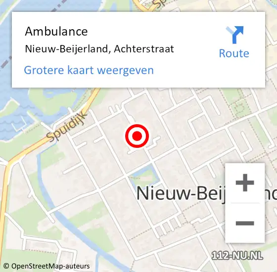 Locatie op kaart van de 112 melding: Ambulance Nieuw-Beijerland, Achterstraat op 10 februari 2020 10:59