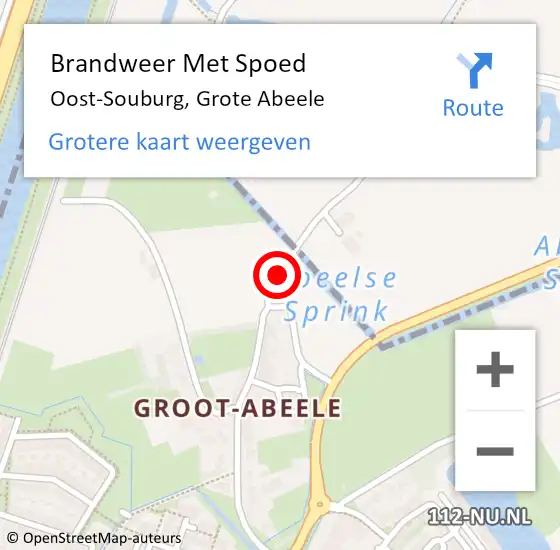 Locatie op kaart van de 112 melding: Brandweer Met Spoed Naar Oost-Souburg, Grote Abeele op 10 februari 2020 11:01
