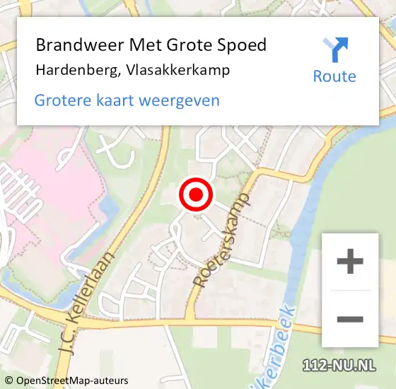 Locatie op kaart van de 112 melding: Brandweer Met Grote Spoed Naar Hardenberg, Vlasakkerkamp op 10 februari 2020 11:12