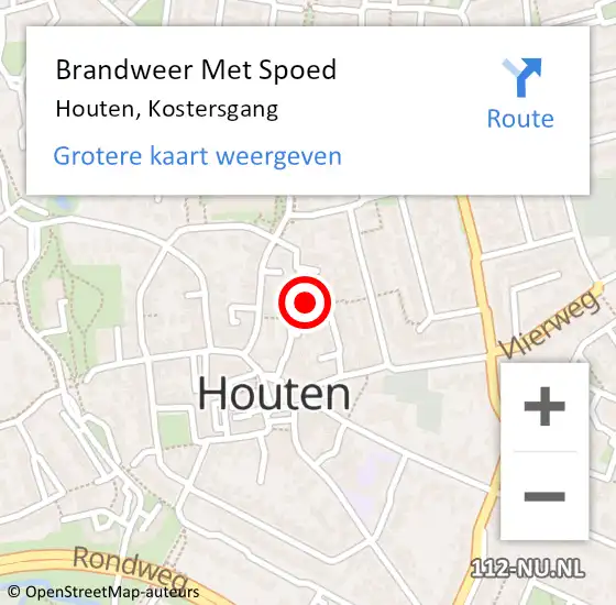 Locatie op kaart van de 112 melding: Brandweer Met Spoed Naar Houten, Kostersgang op 10 februari 2020 11:44