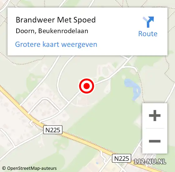 Locatie op kaart van de 112 melding: Brandweer Met Spoed Naar Doorn, Beukenrodelaan op 10 februari 2020 13:21