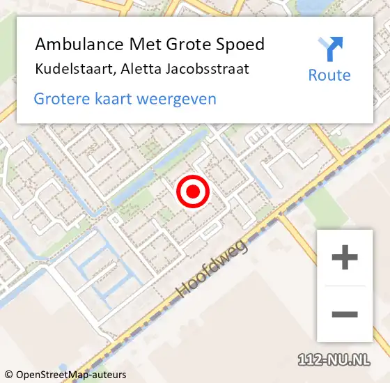 Locatie op kaart van de 112 melding: Ambulance Met Grote Spoed Naar Kudelstaart, Aletta Jacobsstraat op 10 februari 2020 13:28