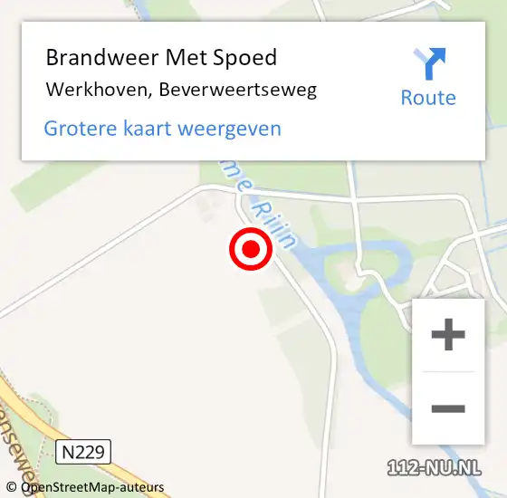 Locatie op kaart van de 112 melding: Brandweer Met Spoed Naar Werkhoven, Beverweertseweg op 10 februari 2020 14:01