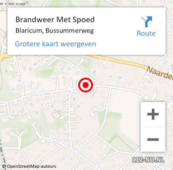 Locatie op kaart van de 112 melding: Brandweer Met Spoed Naar Blaricum, Bussummerweg op 10 februari 2020 14:10