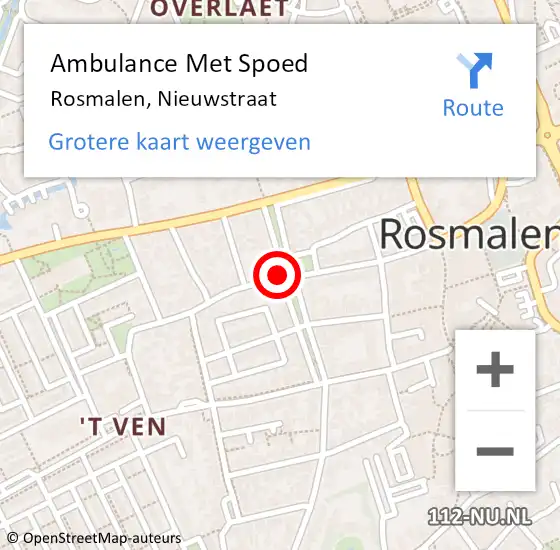 Locatie op kaart van de 112 melding: Ambulance Met Spoed Naar Rosmalen, Nieuwstraat op 10 februari 2020 14:16