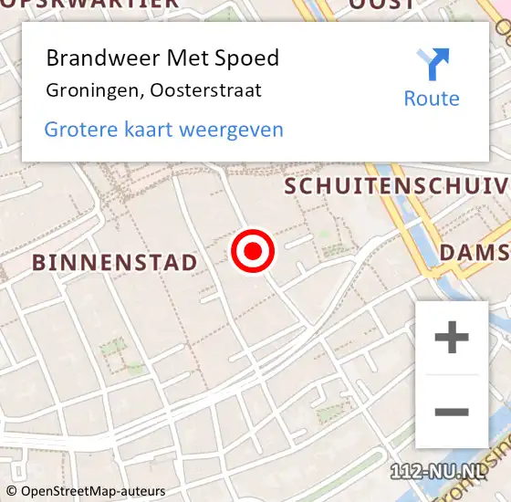 Locatie op kaart van de 112 melding: Brandweer Met Spoed Naar Groningen, Oosterstraat op 10 februari 2020 14:20
