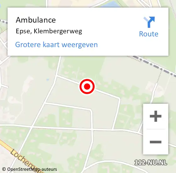 Locatie op kaart van de 112 melding: Ambulance Epse, Klembergerweg op 10 februari 2020 15:09