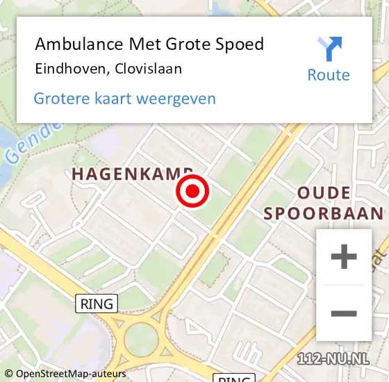 Locatie op kaart van de 112 melding: Ambulance Met Grote Spoed Naar Eindhoven, Clovislaan op 10 februari 2020 15:26