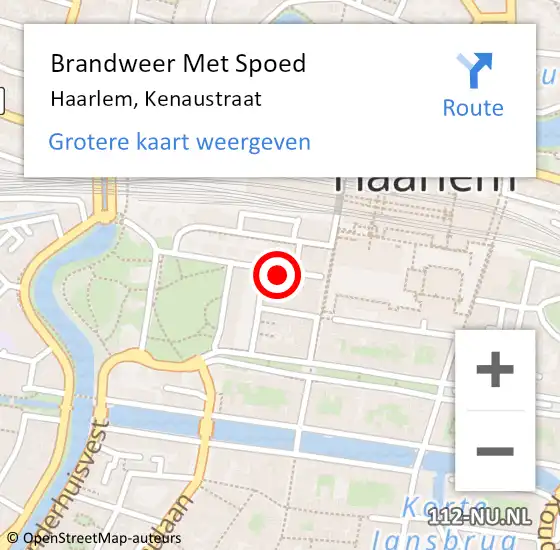 Locatie op kaart van de 112 melding: Brandweer Met Spoed Naar Haarlem, Kenaustraat op 10 februari 2020 15:54