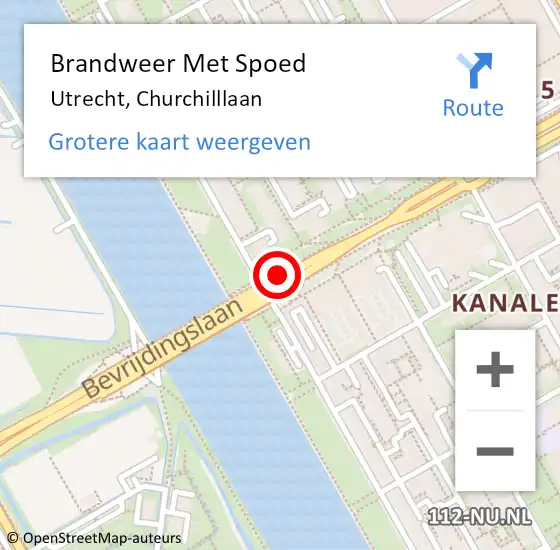 Locatie op kaart van de 112 melding: Brandweer Met Spoed Naar Utrecht, Churchilllaan op 10 februari 2020 15:56