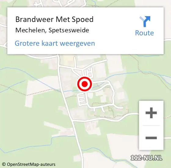 Locatie op kaart van de 112 melding: Brandweer Met Spoed Naar Mechelen, Spetsesweide op 10 februari 2020 16:11