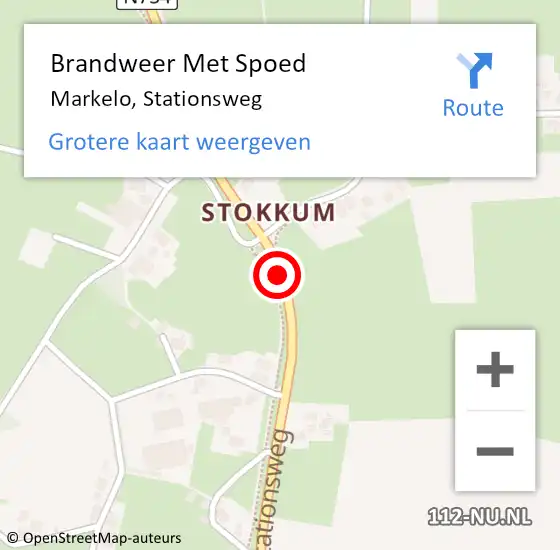 Locatie op kaart van de 112 melding: Brandweer Met Spoed Naar Markelo, Stationsweg op 10 februari 2020 17:18