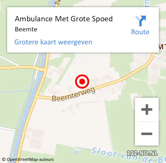 Locatie op kaart van de 112 melding: Ambulance Met Grote Spoed Naar Beemte op 10 februari 2020 17:33