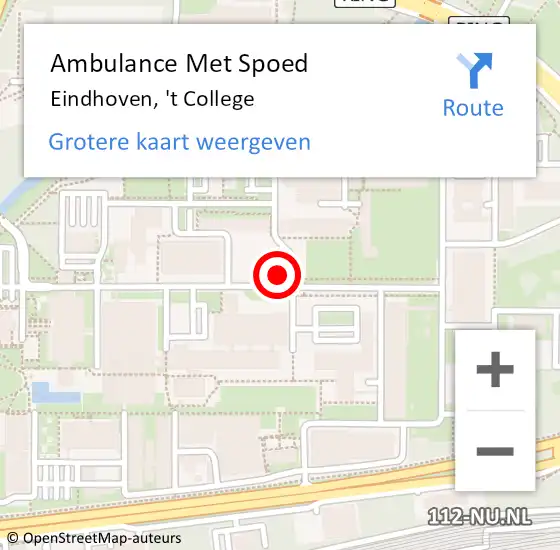Locatie op kaart van de 112 melding: Ambulance Met Spoed Naar Eindhoven, 't College op 10 februari 2020 18:05