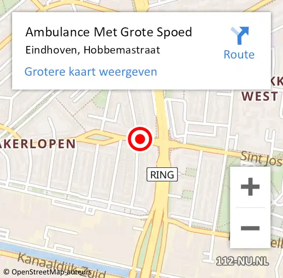 Locatie op kaart van de 112 melding: Ambulance Met Grote Spoed Naar Eindhoven, Hobbemastraat op 10 februari 2020 18:37