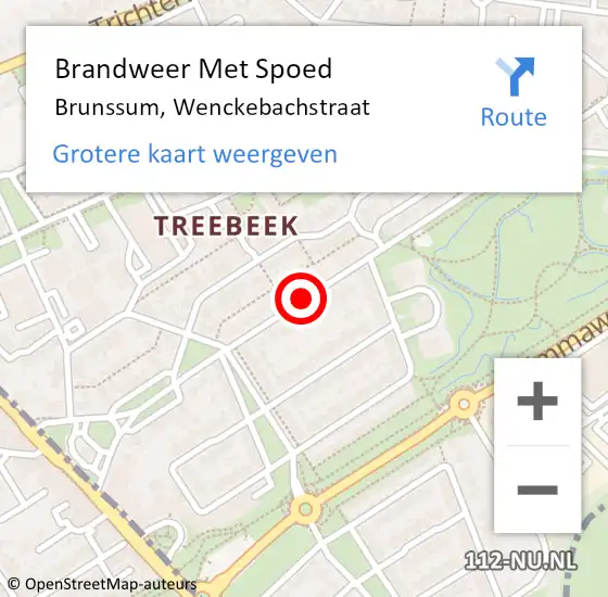 Locatie op kaart van de 112 melding: Brandweer Met Spoed Naar Brunssum, Wenckebachstraat op 10 februari 2020 18:43