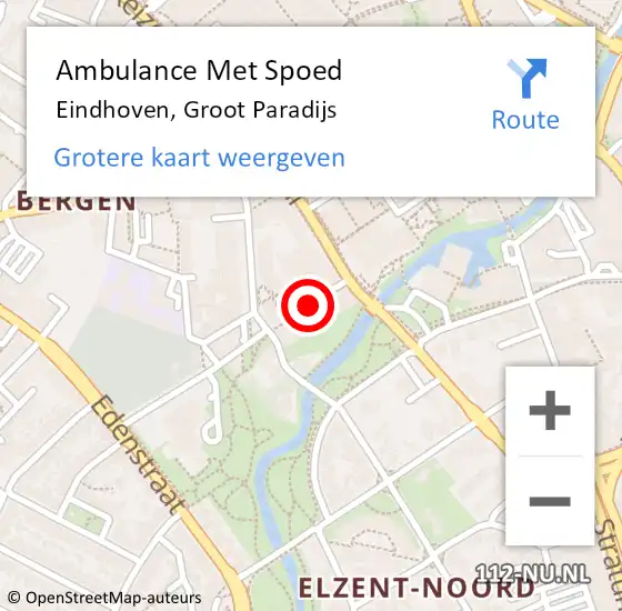 Locatie op kaart van de 112 melding: Ambulance Met Spoed Naar Eindhoven, Groot Paradijs op 10 februari 2020 19:57