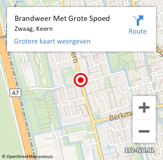 Locatie op kaart van de 112 melding: Brandweer Met Grote Spoed Naar Zwaag, Keern op 10 februari 2020 20:28