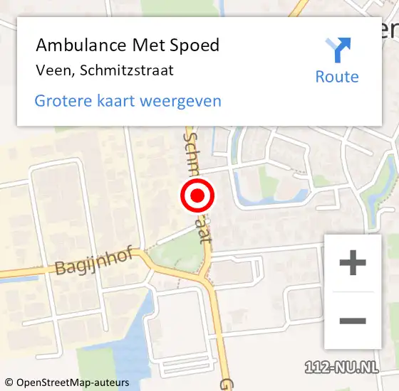 Locatie op kaart van de 112 melding: Ambulance Met Spoed Naar Veen, Schmitzstraat op 10 februari 2020 22:28