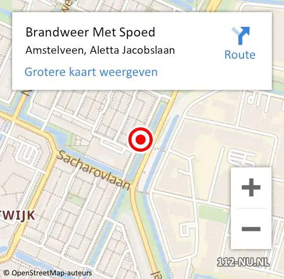 Locatie op kaart van de 112 melding: Brandweer Met Spoed Naar Amstelveen, Aletta Jacobslaan op 10 februari 2020 22:38