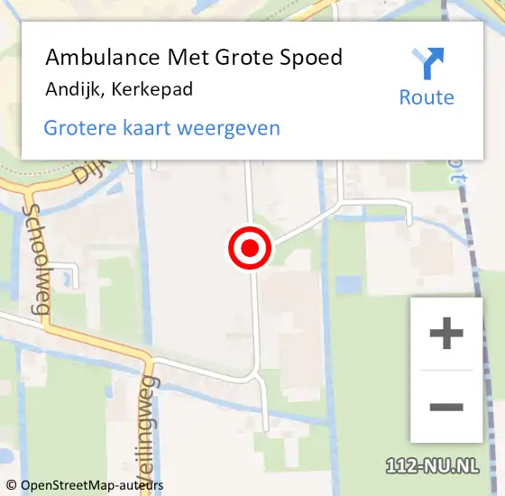 Locatie op kaart van de 112 melding: Ambulance Met Grote Spoed Naar Andijk, Kerkepad op 10 februari 2020 22:50