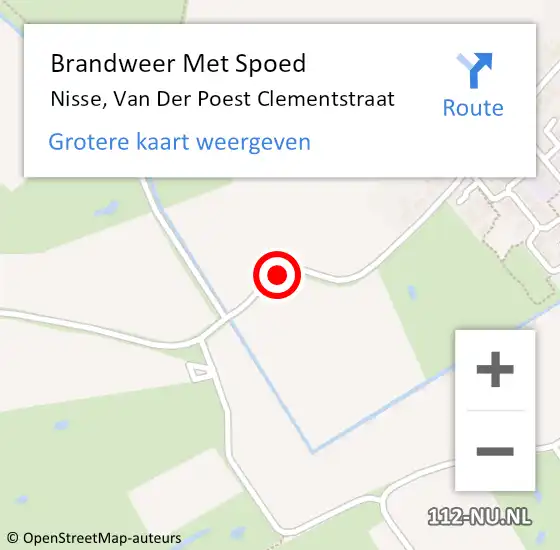 Locatie op kaart van de 112 melding: Brandweer Met Spoed Naar Nisse, Van Der Poest Clementstraat op 10 februari 2020 22:53