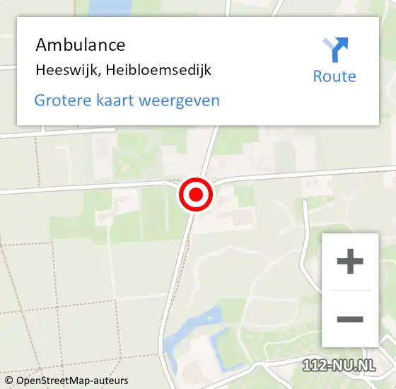 Locatie op kaart van de 112 melding: Ambulance Heeswijk, Heibloemsedijk op 10 februari 2020 23:46