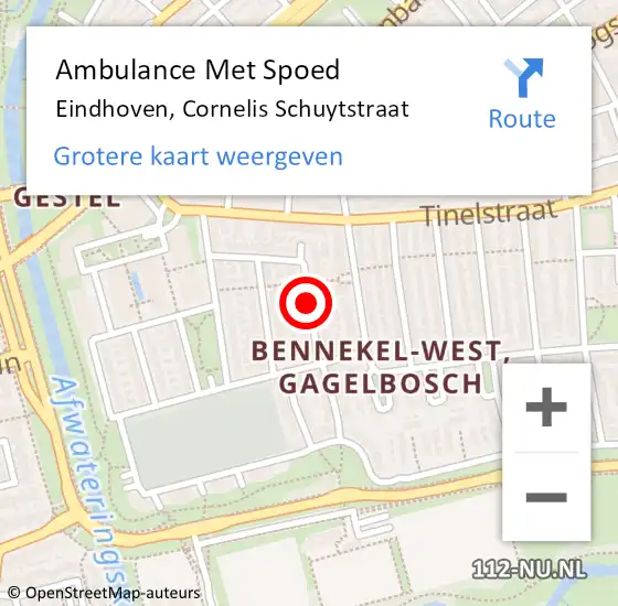 Locatie op kaart van de 112 melding: Ambulance Met Spoed Naar Eindhoven, Cornelis Schuytstraat op 11 februari 2020 01:00