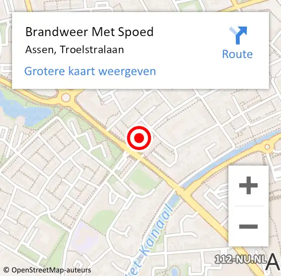 Locatie op kaart van de 112 melding: Brandweer Met Spoed Naar Assen, Troelstralaan op 11 februari 2020 04:48