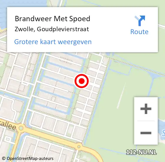 Locatie op kaart van de 112 melding: Brandweer Met Spoed Naar Zwolle, Goudplevierstraat op 11 februari 2020 05:23