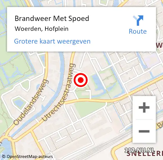 Locatie op kaart van de 112 melding: Brandweer Met Spoed Naar Woerden, Hofplein op 11 februari 2020 06:31