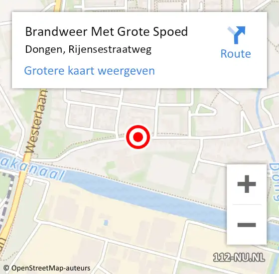 Locatie op kaart van de 112 melding: Brandweer Met Grote Spoed Naar Dongen, Rijensestraatweg op 11 februari 2020 07:28