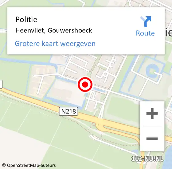 Locatie op kaart van de 112 melding: Politie Heenvliet, Gouwershoeck op 11 februari 2020 07:55