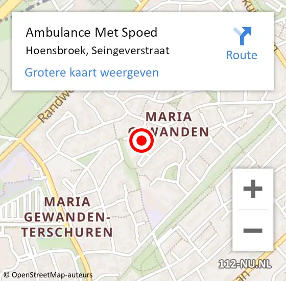 Locatie op kaart van de 112 melding: Ambulance Met Spoed Naar Hoensbroek, Seingeverstraat op 30 september 2013 10:32