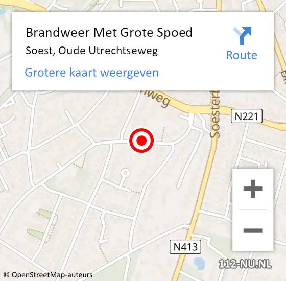 Locatie op kaart van de 112 melding: Brandweer Met Grote Spoed Naar Soest, Oude Utrechtseweg op 11 februari 2020 08:42