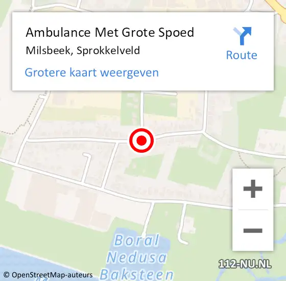 Locatie op kaart van de 112 melding: Ambulance Met Grote Spoed Naar Milsbeek, Sprokkelveld op 11 februari 2020 09:03
