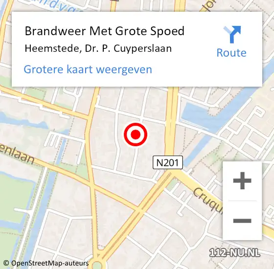 Locatie op kaart van de 112 melding: Brandweer Met Grote Spoed Naar Heemstede, Dr. P. Cuyperslaan op 11 februari 2020 09:16