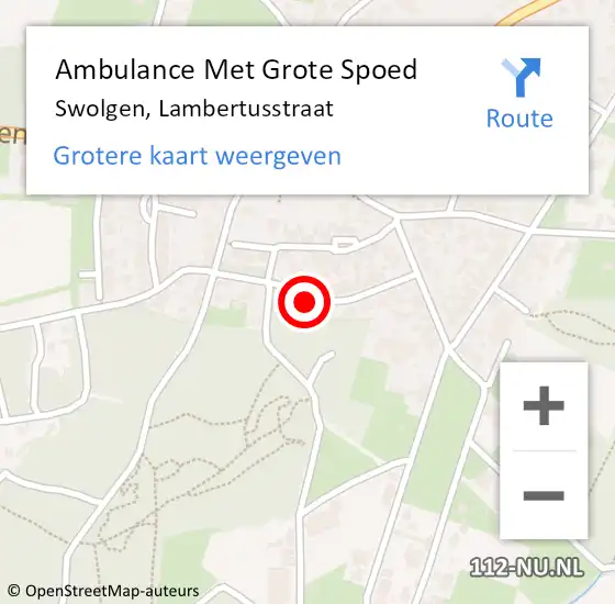 Locatie op kaart van de 112 melding: Ambulance Met Grote Spoed Naar Swolgen, Lambertusstraat op 11 februari 2020 09:17