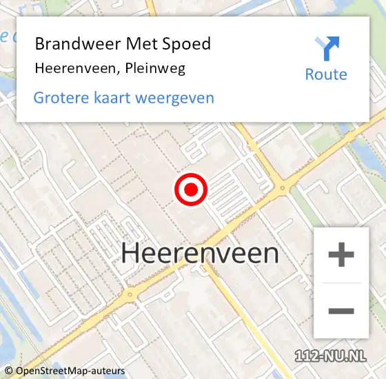 Locatie op kaart van de 112 melding: Brandweer Met Spoed Naar Heerenveen, Pleinweg op 11 februari 2020 09:18