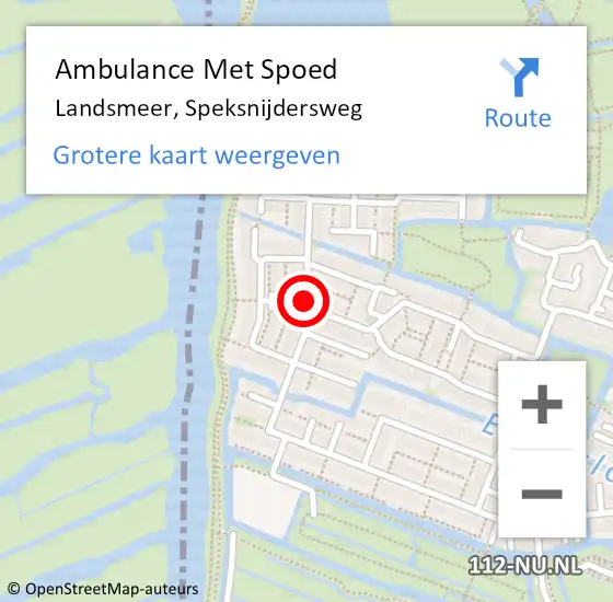 Locatie op kaart van de 112 melding: Ambulance Met Spoed Naar Landsmeer, Speksnijdersweg op 11 februari 2020 09:43