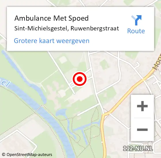 Locatie op kaart van de 112 melding: Ambulance Met Spoed Naar Sint-Michielsgestel, Ruwenbergstraat op 11 februari 2020 11:23