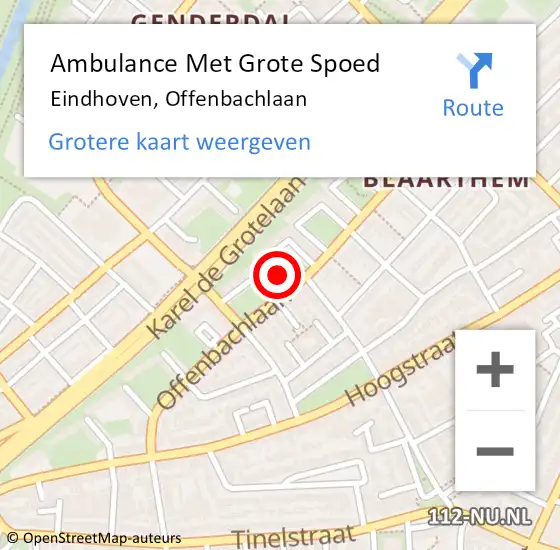 Locatie op kaart van de 112 melding: Ambulance Met Grote Spoed Naar Eindhoven, Offenbachlaan op 11 februari 2020 11:41