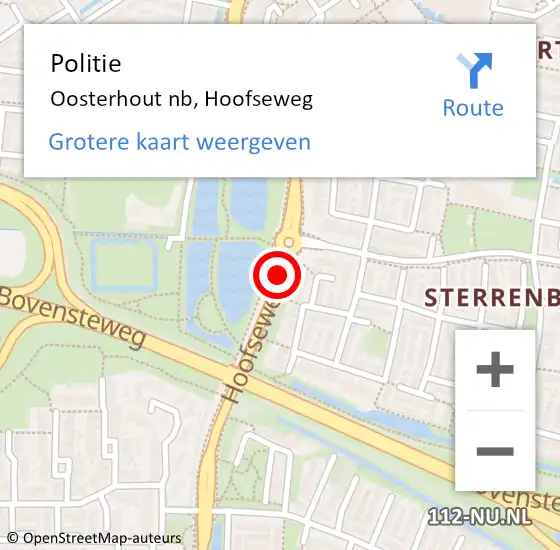 Locatie op kaart van de 112 melding: Politie Oosterhout nb, Hoofseweg op 11 februari 2020 12:14