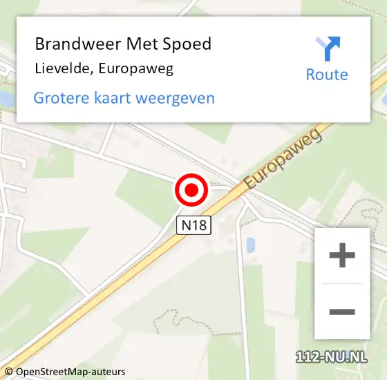 Locatie op kaart van de 112 melding: Brandweer Met Spoed Naar Lievelde, Europaweg op 11 februari 2020 12:19