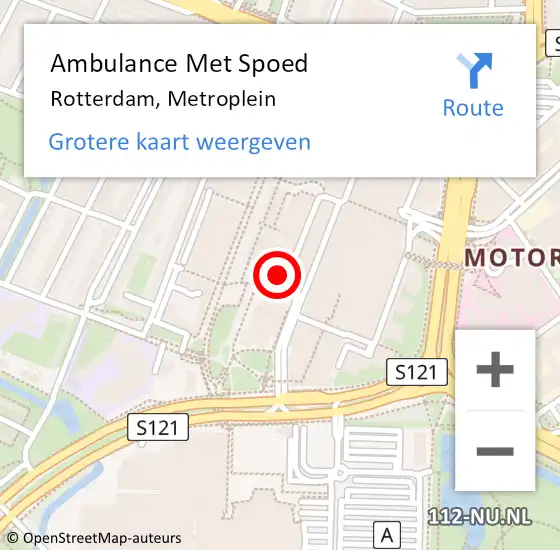 Locatie op kaart van de 112 melding: Ambulance Met Spoed Naar Rotterdam, Metroplein op 11 februari 2020 12:57